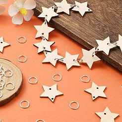 50Pcs Undyed Wood Connector Charms&nbsp;WOOD-FS0001-12B