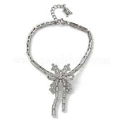 Bowknot Brass Micro Pave Cubic Zirconia Link Chain Bracelets for Women&nbsp;BJEW-A279-01P