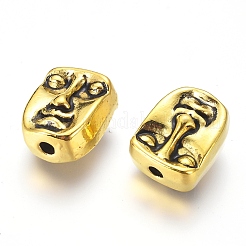 Tibetan Style Alloy Human Face Beads&nbsp;X-TIBEP-GC184-AG-RS