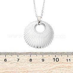 Flat Round 304 Stainless Steel Pendant Necklaces&nbsp;NJEW-M096-05P