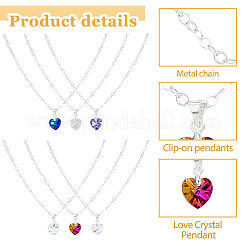 6Pcs 6 Style Glass Heart Pendant Necklaces Set with Brass Chains&nbsp;NJEW-AB00021