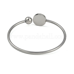 304 Stainless Steel Blank Bangle Bases with Flat Round Tray&nbsp;STAS-Z088-01P-05