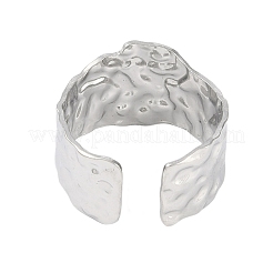 Non-Tarnish 304 Stainless Steel Textured Open Cuff Rings&nbsp;LS-RJEW-C095-08C-P