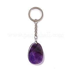 Natural Amethyst Teardrop with Spiral Pendant Keychain&nbsp;KEYC-A031-02P-04