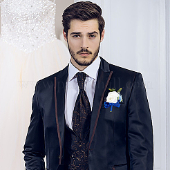2Pcs Silk Cloth Flower Boutonniere Brooch&nbsp;JEWB-CP0001-42