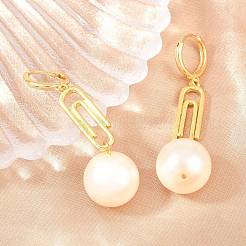 Paperclip with Round Brass Hoop Earrings&nbsp;EJEW-Z164-12G