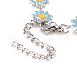 Enamel Daisy Link Chains Bracelet&nbsp;BJEW-P271-01P-03