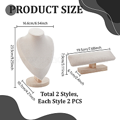 2Pcs Velvet Bracelet Display Holder and 2Pcs Necklace Display Stands&nbsp;ODIS-GA0001-95