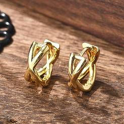 Rack Plating Brass Criss Cross Hoop Earrings for Women&nbsp;LS-EJEW-B014-15G