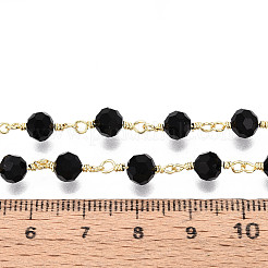 Handmade Brass & Glass Beaded Chains&nbsp;KK-N281-11G