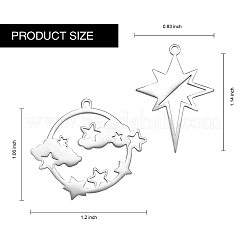 12Pcs 6 Styles 201 Stainless Steel Pendants&nbsp;STAS-SZ0002-21