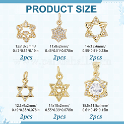12Pcs 6 Styles Brass Micro Pave Cubic Zirconia Pendants&nbsp;KK-HY0004-49