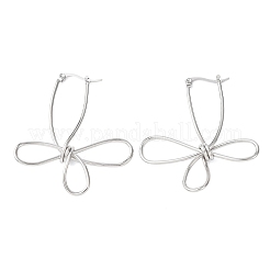 Hollow Flower 201 Stainless Steel Hoop Earrings&nbsp;EJEW-P337-01P