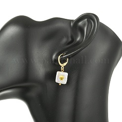 Natural Pearl & Alloy Hoop Earrings&nbsp;EJEW-JE07022