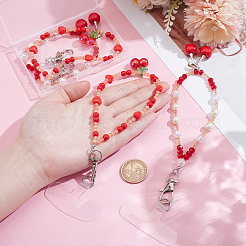 4Pcs 2 Style Glass & Acrylic Mobile Straps&nbsp;HJEW-HY00113