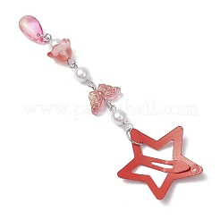 5Pcs Glass Beads and Alloy Star Snap Hair Clips&nbsp;PHAR-JH00124