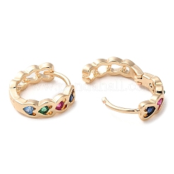 Rack Plating Brass Micro Pave Colorful Cubic Zirconia Hoop Earrings for Women&nbsp;LS-EJEW-P238-06KCG