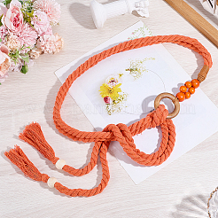 1Pc Handmade Weaving Cotton Tassel Waist Belts for Women Ladies Dress&nbsp;AJEW-CP0010-51B