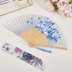 1Pc Bamboo & Silk Folding Fan&nbsp;AJEW-CN0003-91B
