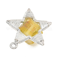 Electroplated Natural Quartz Faceted Copper Wire Wrapped Pendants&nbsp;PALLOY-TA00443-04