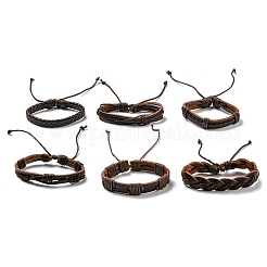 6Pcs 6 Style Adjustable Braided Imitation Leather Cord Bracelet Sets&nbsp;BJEW-F458-04