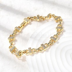 Brass Micro Pave Clear Cubic Zirconia Link Chain Bracelets&nbsp;BJEW-C130-06G