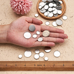 150Pcs 5 Styles 316 Surgical Stainless Steel Lace Edge Bezel Cups&nbsp;STAS-CD0001-09