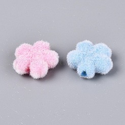 Flocking Opaque Acrylic Flower Beads&nbsp;OACR-T030-06M