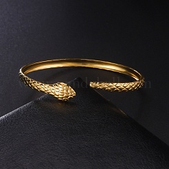 304 Stainless Steel Snake Cuff Bangle&nbsp;LS-BJEW-F456-01G