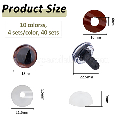40 Sets 10 Colors Plastic Doll Craft Eyes&nbsp;KY-FH0001-42B