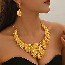 Vintage Alloy Hollow Teardrop Earrings & Necklaces Sets for Women&nbsp;OQ3766