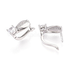 Brass Micro Pave Cubic Zirconia Teardrop Hoop Earrings&nbsp;EJEW-T048-35P