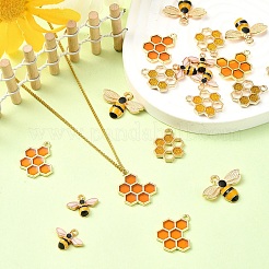 20Pcs 4 Styles Light Gold Plated Alloy Enamel Pendants&nbsp;ENAM-YW0004-47