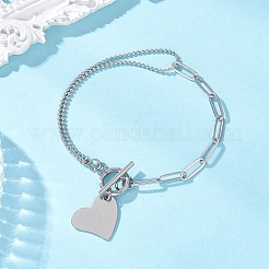 Heart 304 Stainless Steel Charm Bracelets&nbsp;BJEW-JB13110
