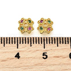 Flower Brass Micro Pave Cubic Zirconia Bead Caps&nbsp;KK-K300-01C-G