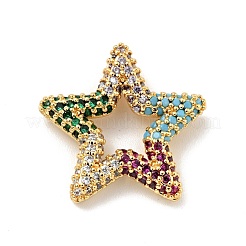 Rack Plating Brass Micro Pave Cubic Zirconia Linking Rings&nbsp;KK-D078-02G-04