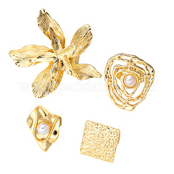 Zinc Alloy and Imitation Pearl Cuff Rings for Women&nbsp;FS-WG7FFE0-01