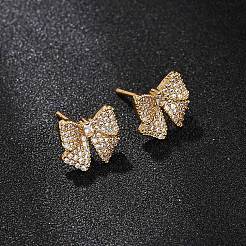 Brass Micro Pave Cubic Zirconia Stud Earrings&nbsp;EJEW-F418-07G