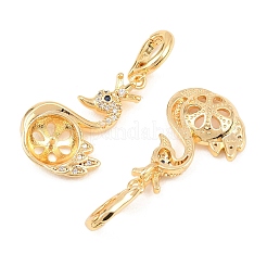 Brass Micro Pave Cubic Clear Zirconia Peg Bails Pendants&nbsp;KK-H538-18G