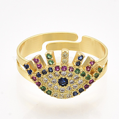 Adjustable Brass Micro Pave Cubic Zirconia Finger Rings&nbsp;RJEW-S044-026