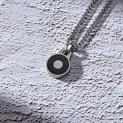 304 Stainless Steel Flat Round Pendant Necklaces for Unisex&nbsp;WG121E7-01