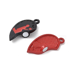 Spray Painted Alloy Red and Black Enamel Split Pendants&nbsp;PALLOY-V006-07