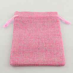 Polyester Imitation Burlap Packing Pouches Drawstring Bags&nbsp;ABAG-R004-18x13cm-M