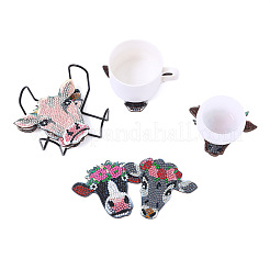 DIY 8Pcs Cow Coasters Diamond Art Painting Kit with Holder&nbsp;PW-WGDE775-01