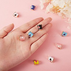 14Pcs 7 Colors Rack Plating Alloy Enamel Charms&nbsp;ENAM-SZ0002-48