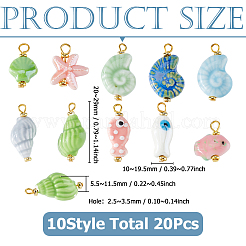 20Pcs 10 Styles Handmade Porcelain Pendants&nbsp;PALLOY-HS00033