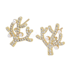 Brass Micro Pave Cubic Zirconia Stud Earrings for Women&nbsp;EJEW-A167-15G