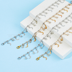 4Pcs 2 Colors Brass Micro Pave Clear Cubic Zirconia Chains Boot Strap Chains&nbsp;HJEW-HS00058