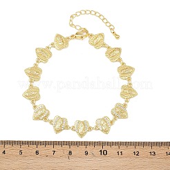 Virgin Mary Theme Brass Micro Pave Clear Cubic Zirconia Link Chain Bracelets for Women&nbsp;BJEW-A090-08C-G