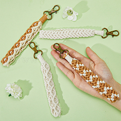 4Pcs 4 Style Cotton Linen Handmade Braided Wrist Lanyard Pendant Decorations&nbsp;KEYC-FH0001-35